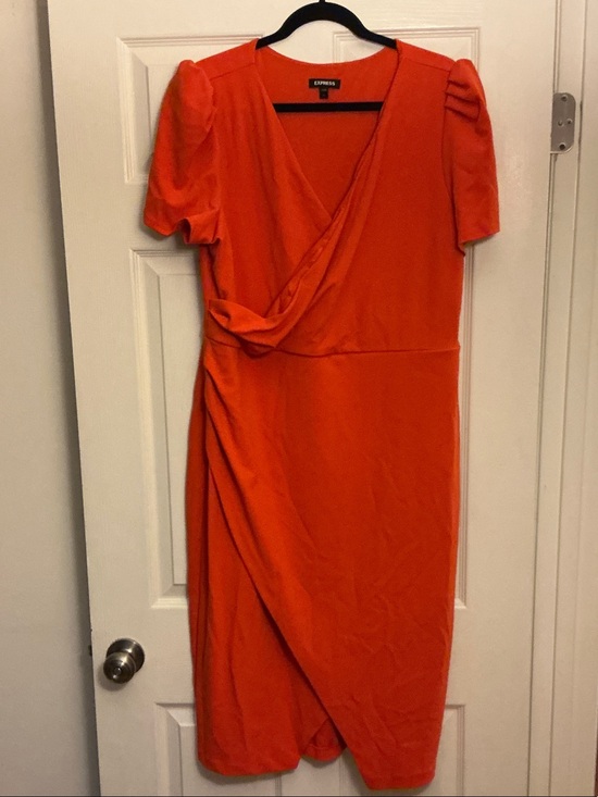 Express Dresses & Skirts - Express Bright Orange Wrap-Style Midi Dress